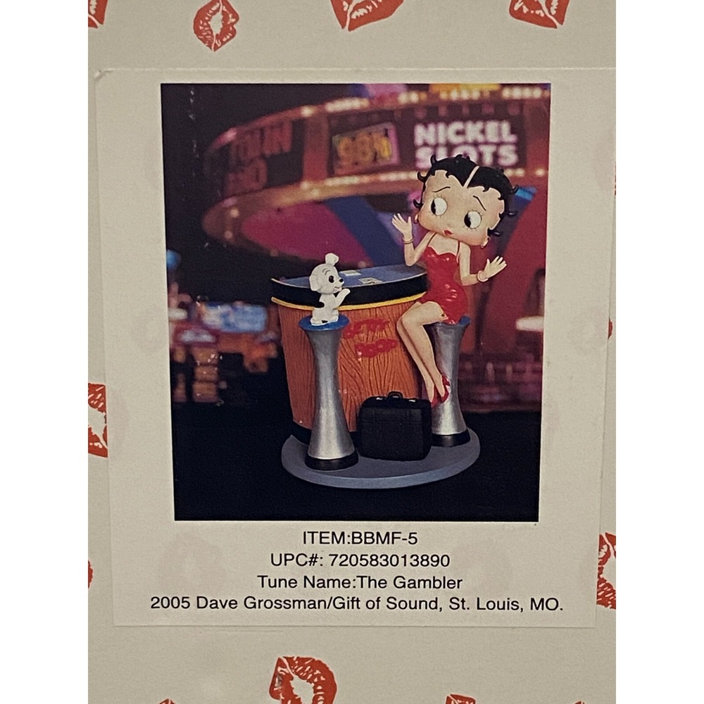 Vtg Betty Boop Gambling Playing Black Jack Dog Musical Figure Music NEW in Box